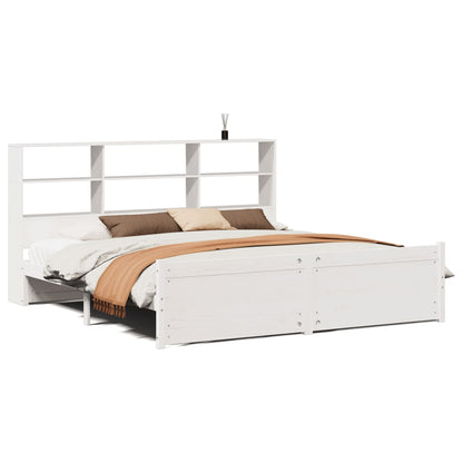 vidaXL Bookcase Bed without Mattress White 180x200 cm Super King Solid Wood Pine 2