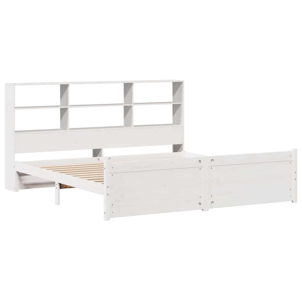 vidaXL Bookcase Bed without Mattress White 180x200 cm Super King Solid Wood Pine 3