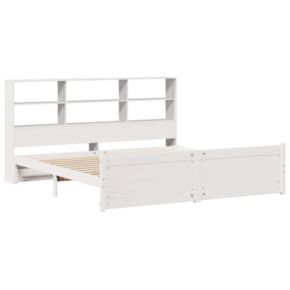 vidaXL Bookcase Bed without Mattress White 180x200 cm Super King Solid Wood Pine 3