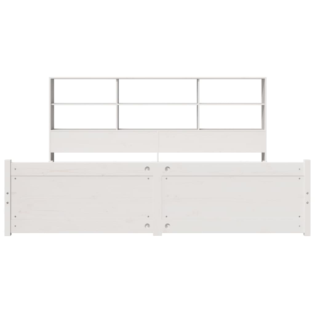 vidaXL Bookcase Bed without Mattress White 180x200 cm Super King Solid Wood Pine 4