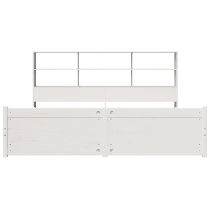 vidaXL Bookcase Bed without Mattress White 180x200 cm Super King Solid Wood Pine 4