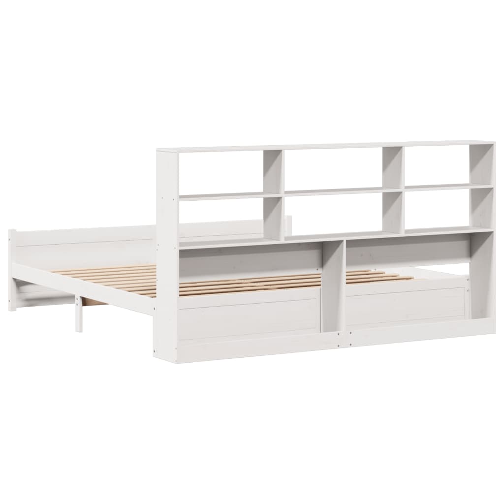 vidaXL Bookcase Bed without Mattress White 180x200 cm Super King Solid Wood Pine 6