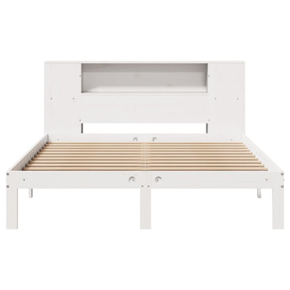 vidaXL Bookcase Bed without Mattress White 150x200 cm King Size Solid Wood Pine 4