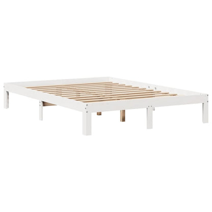vidaXL Bookcase Bed without Mattress White 150x200 cm King Size Solid Wood Pine 5