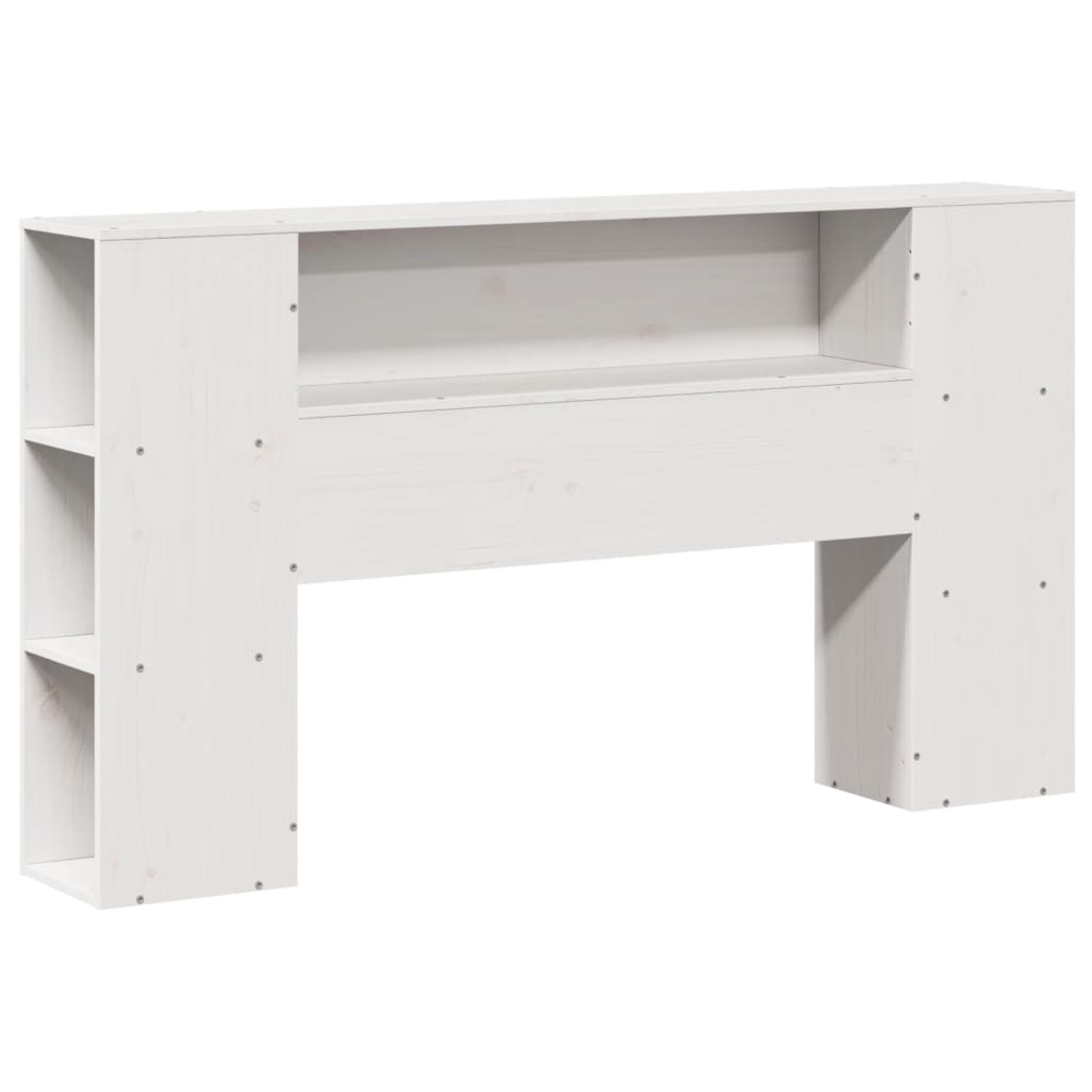 vidaXL Bookcase Bed without Mattress White 150x200 cm King Size Solid Wood Pine 6