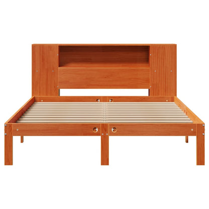 vidaXL Bookcase Bed without Mattress Wax Brown 140x190cm Solid Wood Pine 4