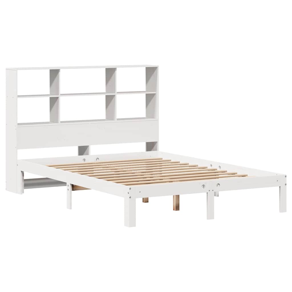 vidaXL Bookcase Bed without Mattress White 160x200cm Solid Wood Pine 3