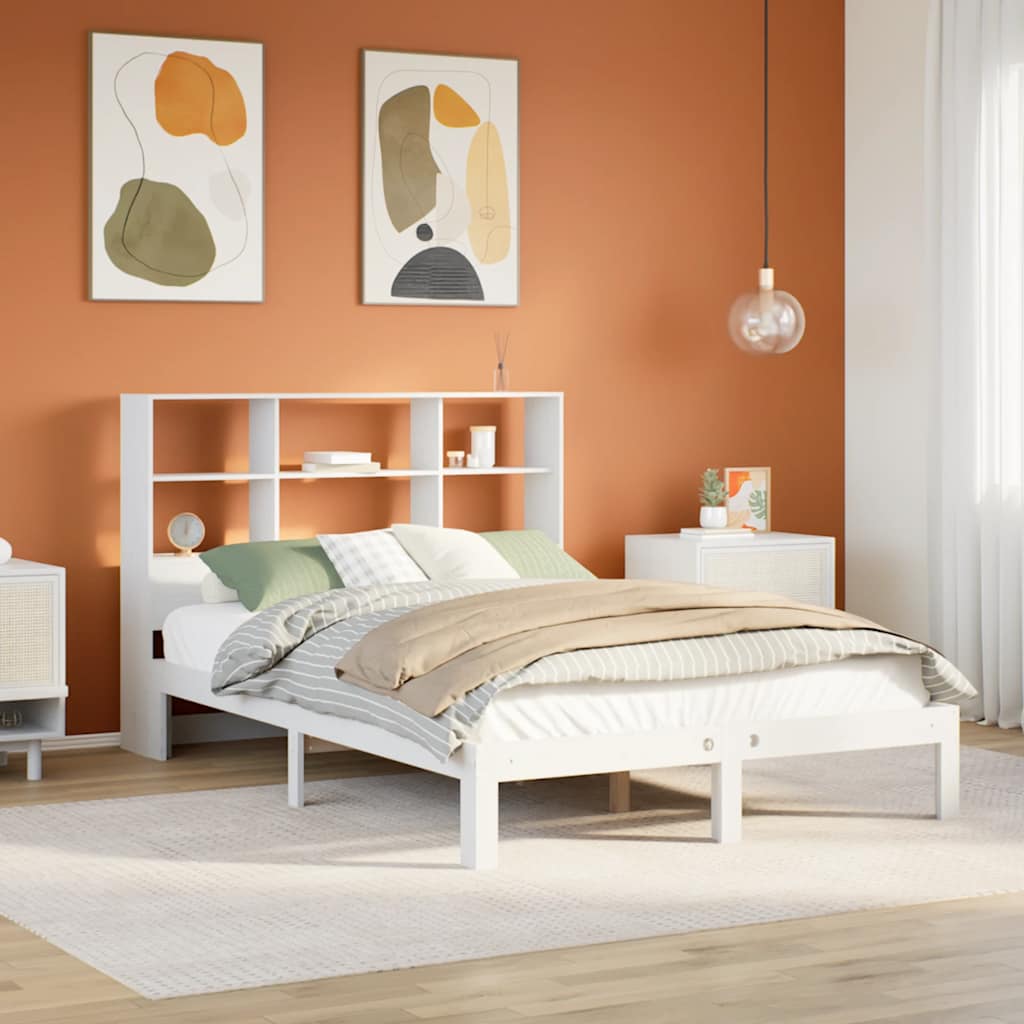 vidaXL Bookcase Bed without Mattress White 160x200cm Solid Wood Pine 1