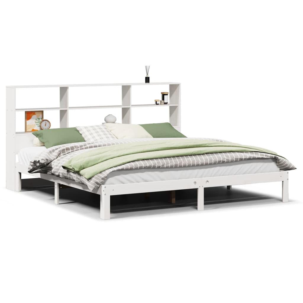 Bookcase Bed without Mattress White 180 cm 200 cm