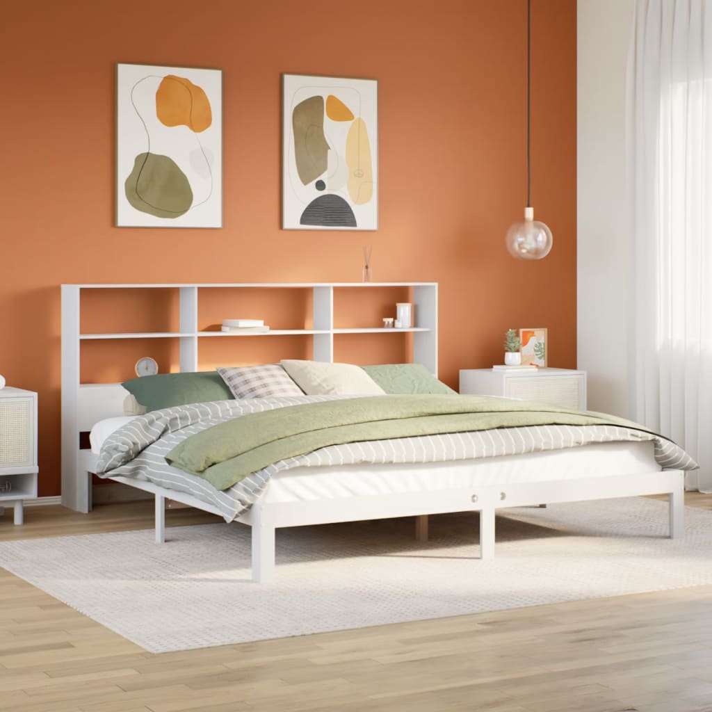 vidaXL Bookcase Bed without Mattress White 180x200cm Solid Wood Pine 1
