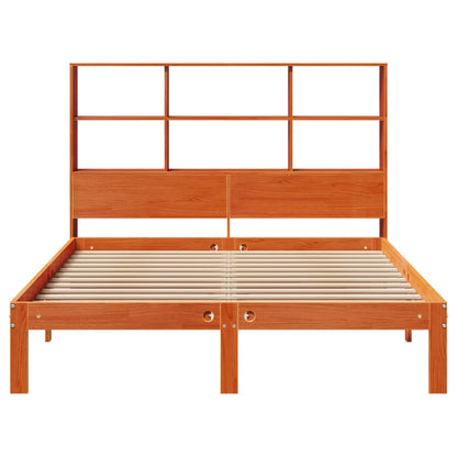 vidaXL Bookcase Bed without Mattress Wax Brown 140x190cm Solid Wood Pine 4