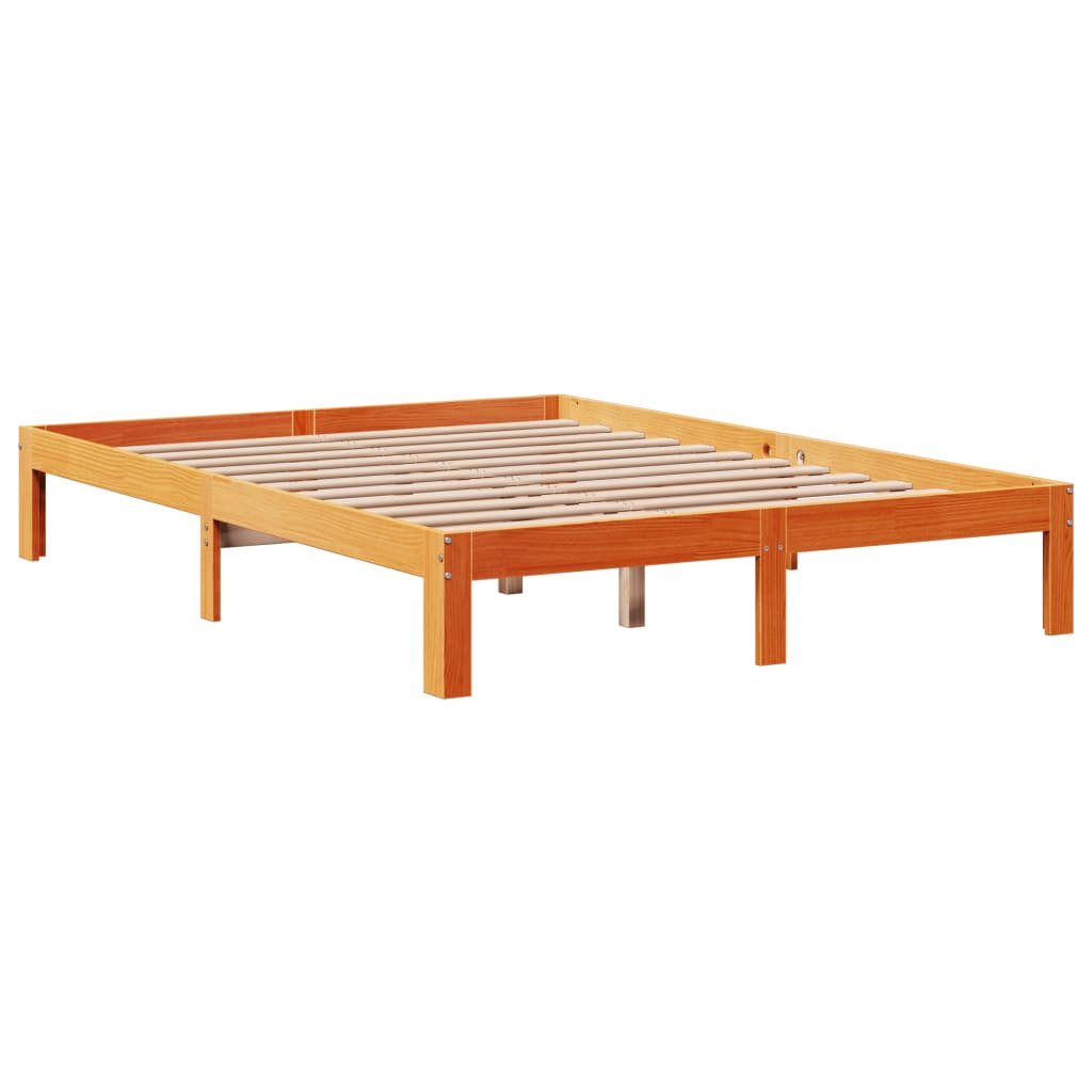vidaXL Bookcase Bed without Mattress Wax Brown 140x190cm Solid Wood Pine 5