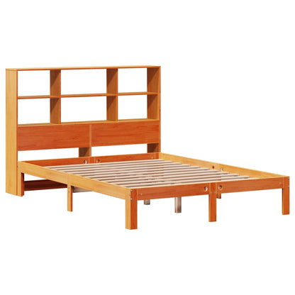 vidaXL Bookcase Bed without Mattress Wax Brown 140x200cm Solid Wood Pine 3