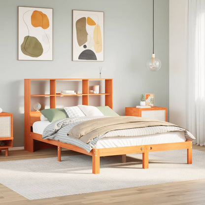 vidaXL Bookcase Bed without Mattress Wax Brown 140x200cm Solid Wood Pine 1