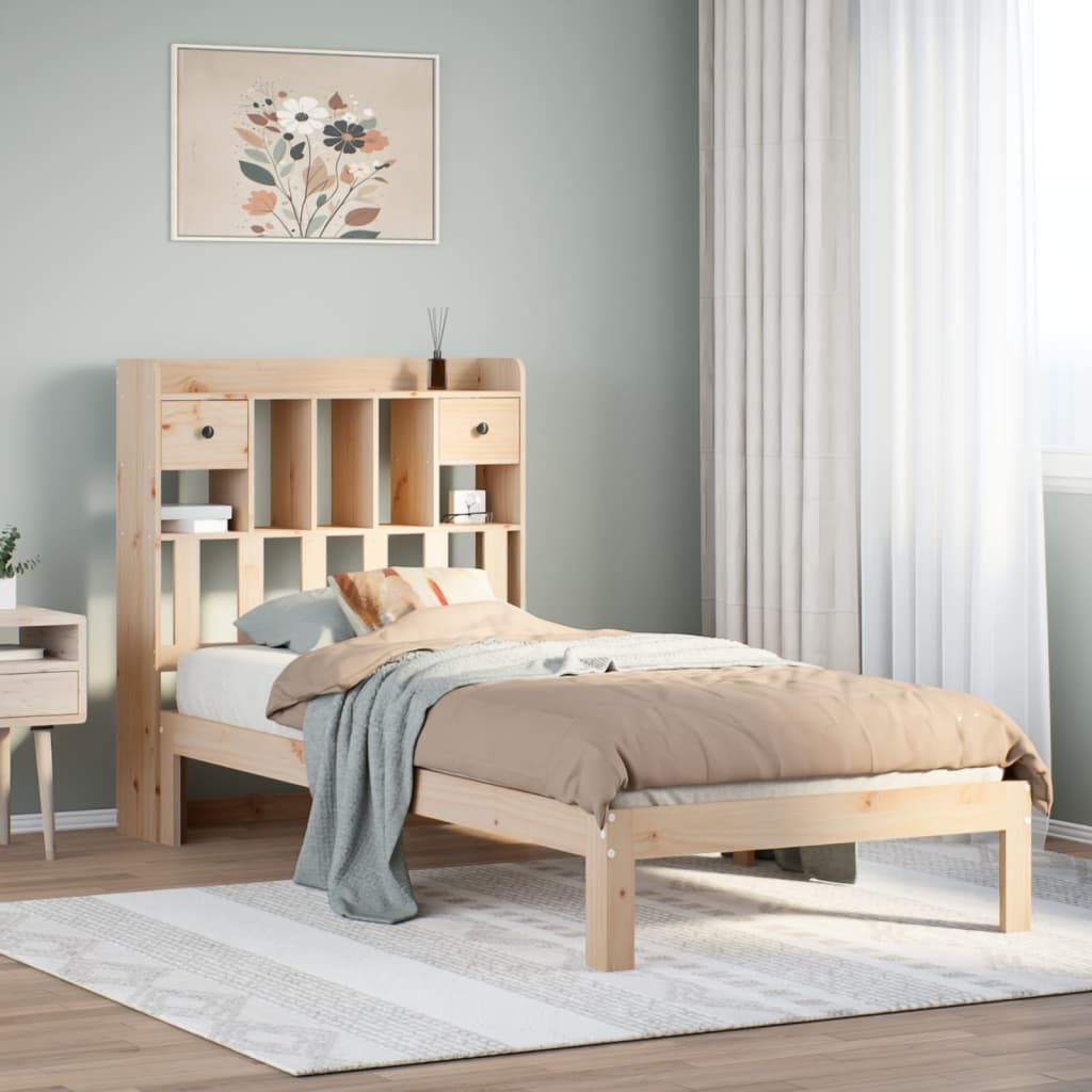 vidaXL Bookcase Bed without Mattress Solid Wood Pine