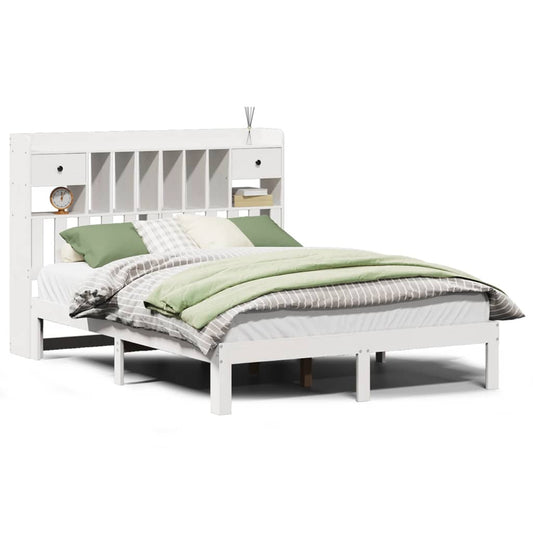 vidaXL Bookcase Bed without Mattress White 150x200cm Solid Wood Pine 2
