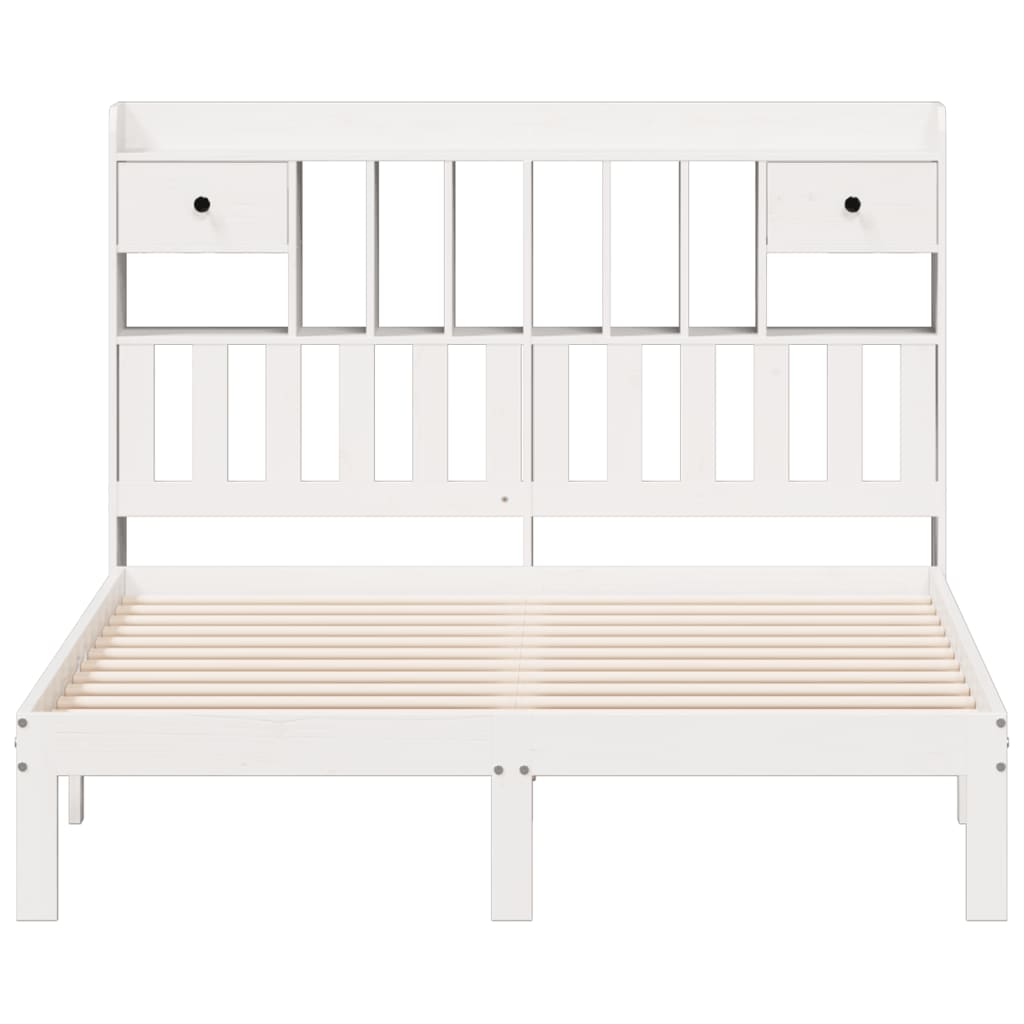 vidaXL Bookcase Bed without Mattress White 150x200cm Solid Wood Pine 4