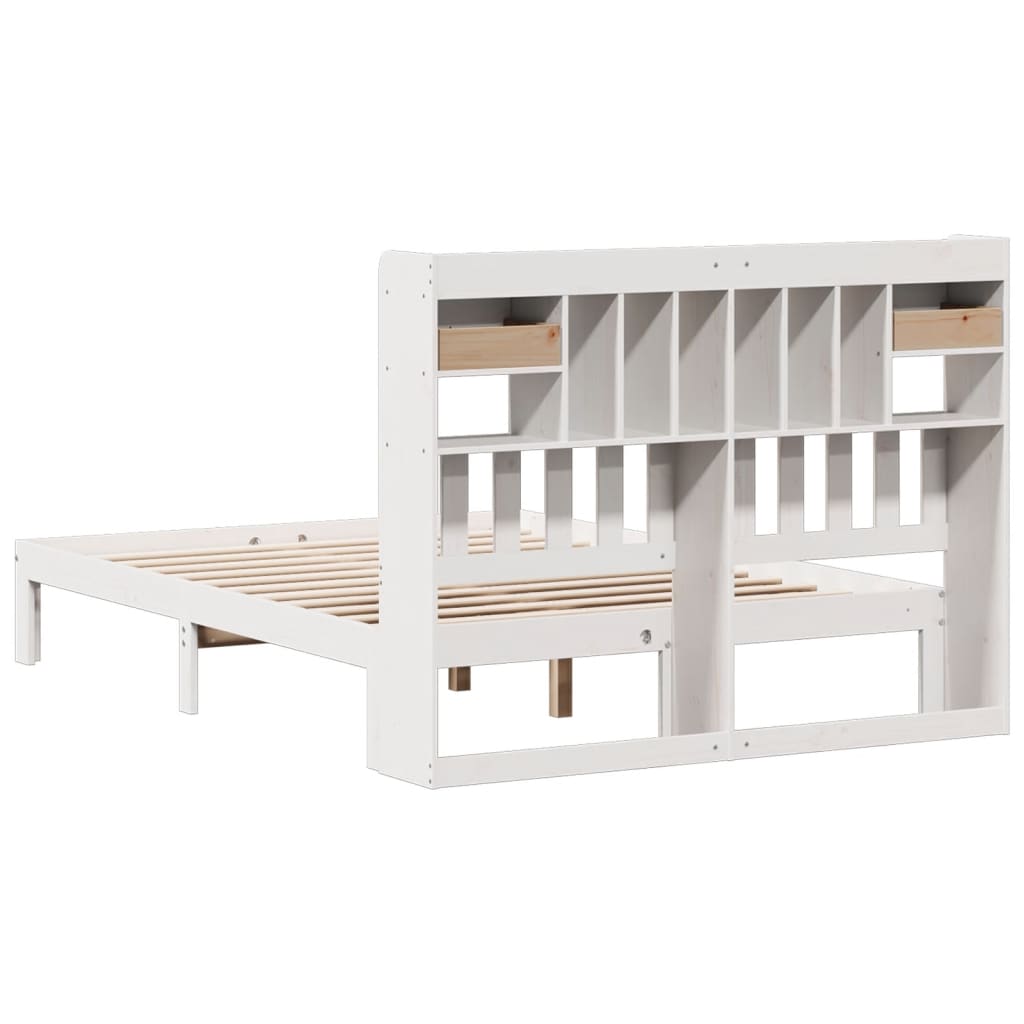 vidaXL Bookcase Bed without Mattress White 150x200cm Solid Wood Pine 6