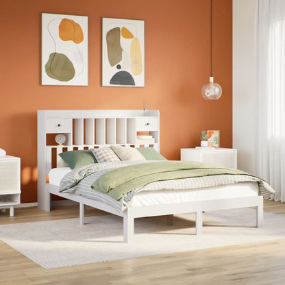 vidaXL Bookcase Bed without Mattress White 150x200cm Solid Wood Pine 1