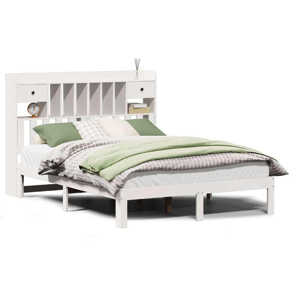 vidaXL Bookcase Bed without Mattress White 160x200cm Solid Wood Pine 2