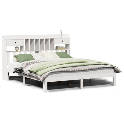 vidaXL Bookcase Bed without Mattress White 180x200cm Solid Wood Pine 2