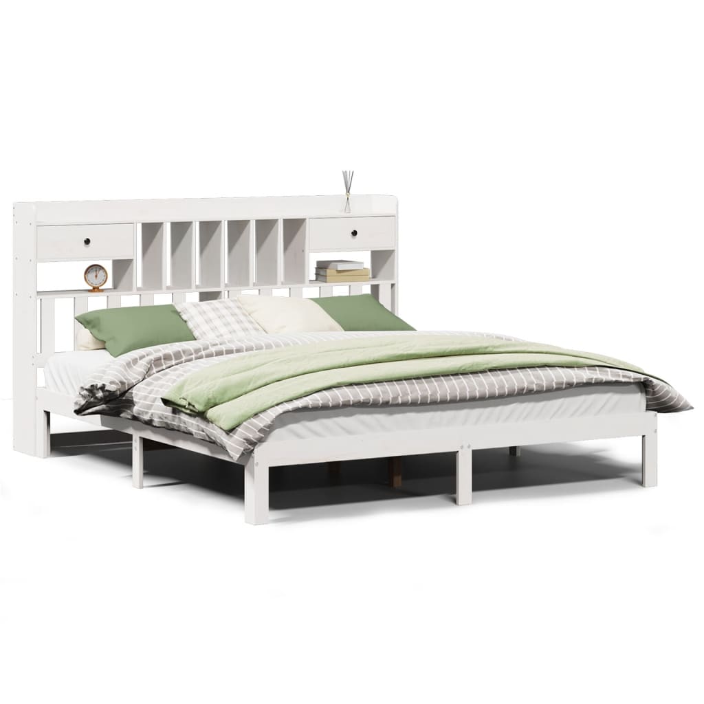 Bookcase Bed without Mattress Solid Wood Pine 180 cm 200 cm