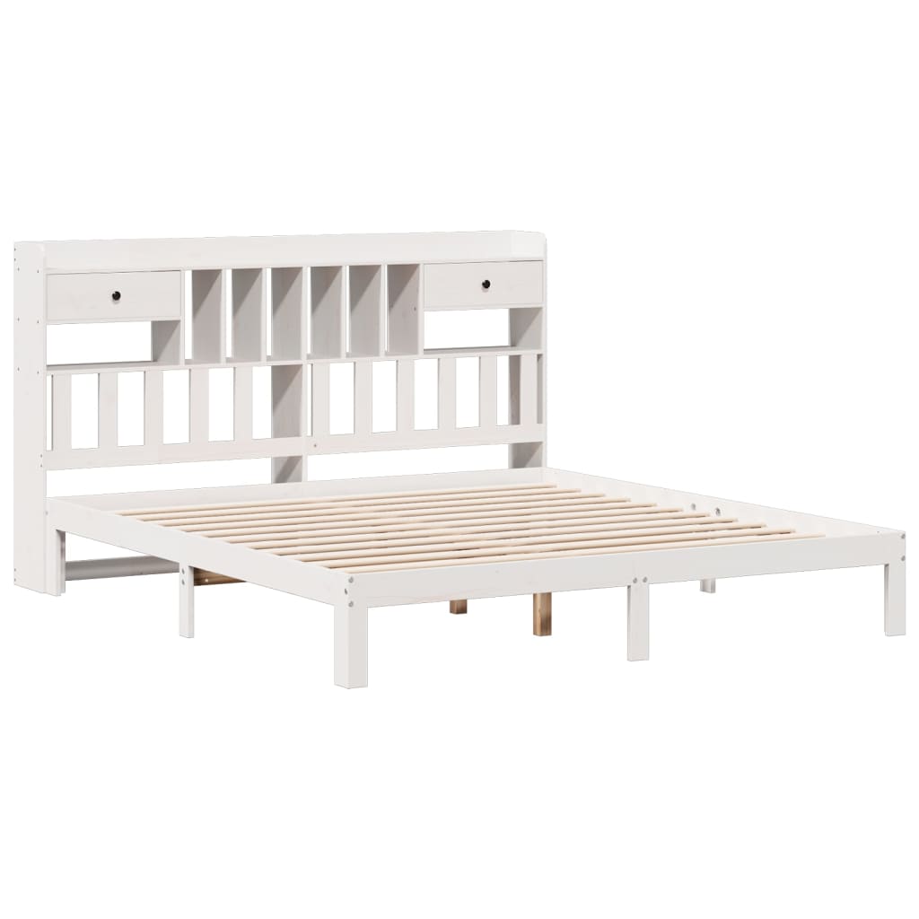 vidaXL Bookcase Bed without Mattress White 180x200cm Solid Wood Pine 3