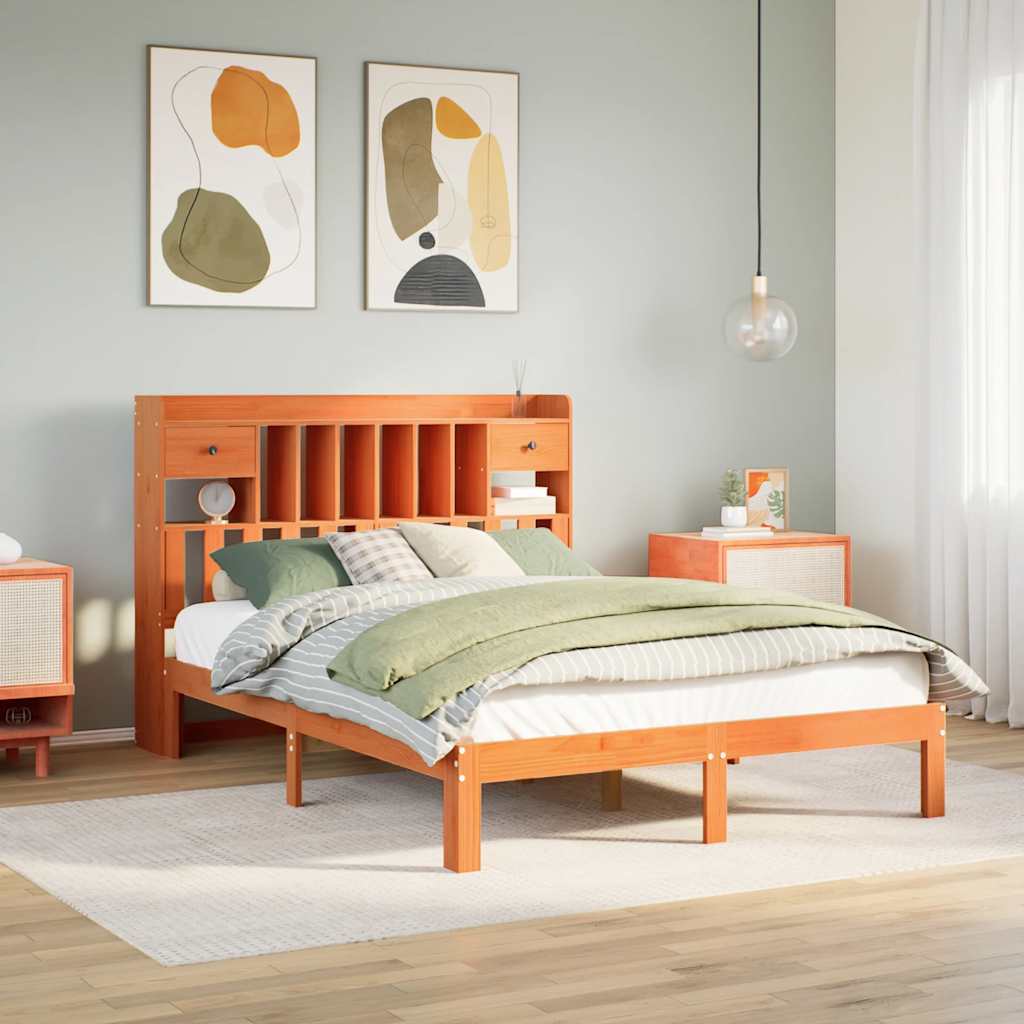 vidaXL Bookcase Bed without Mattress Solid Wood Pine