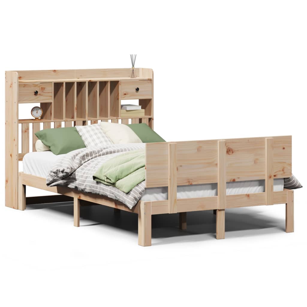 vidaXL Bookcase Bed without Mattress 135x190 cm Double Solid Wood Pine 2