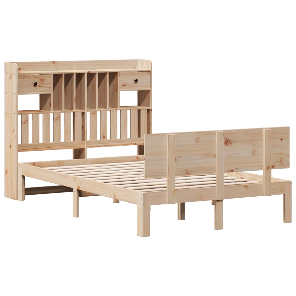 vidaXL Bookcase Bed without Mattress 135x190 cm Double Solid Wood Pine 3