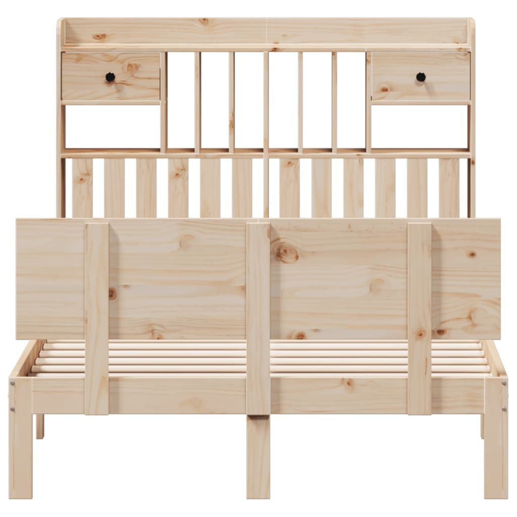 vidaXL Bookcase Bed without Mattress 135x190 cm Double Solid Wood Pine 4