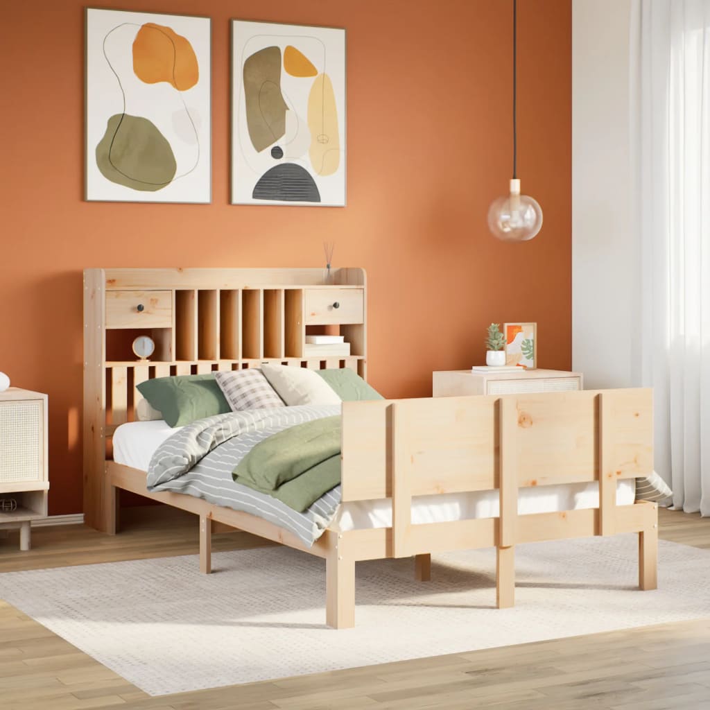 vidaXL Bookcase Bed without Mattress 135x190 cm Double Solid Wood Pine 1