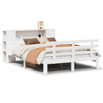 vidaXL Bookcase Bed without Mattress White 135x190 cm Double Solid Wood Pine 2