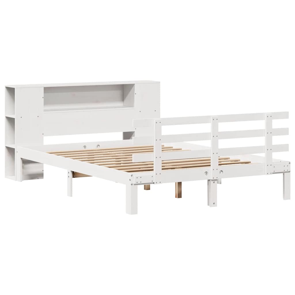 vidaXL Bookcase Bed without Mattress White 135x190 cm Double Solid Wood Pine 3