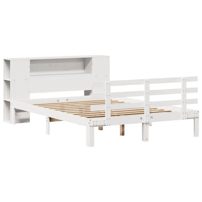 vidaXL Bookcase Bed without Mattress White 135x190 cm Double Solid Wood Pine 3