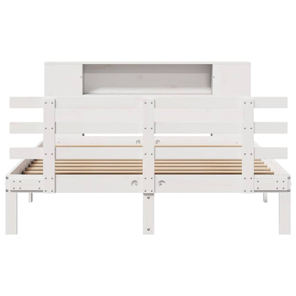 vidaXL Bookcase Bed without Mattress White 135x190 cm Double Solid Wood Pine 4