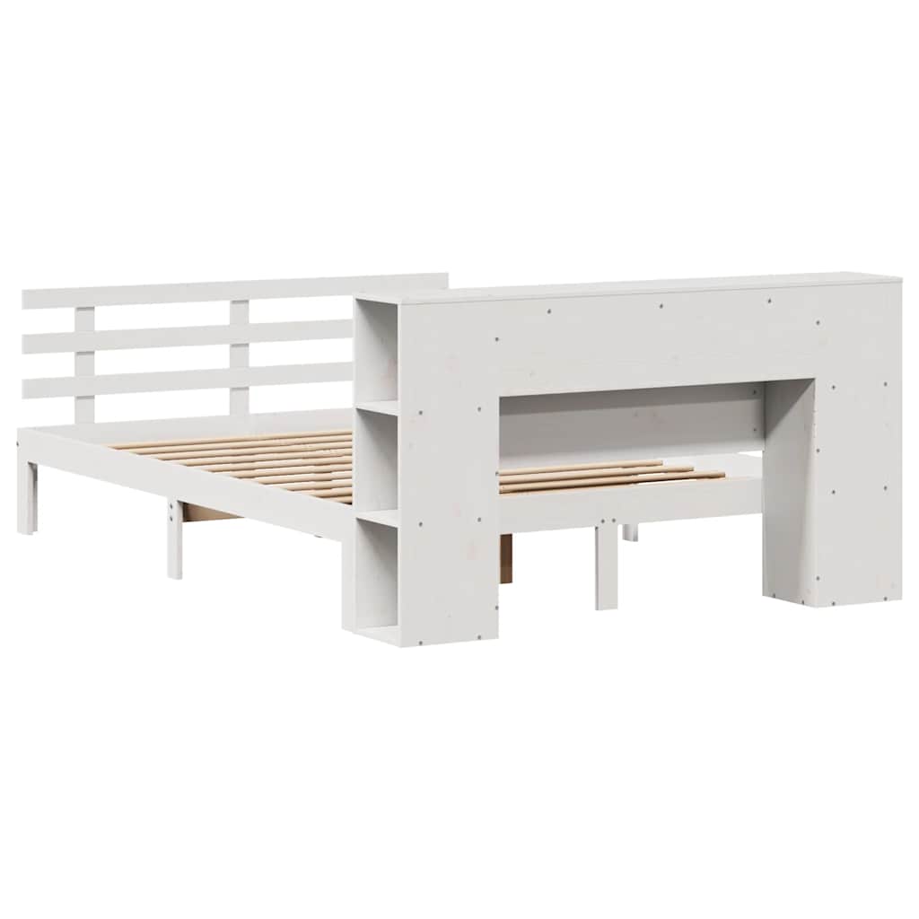 vidaXL Bookcase Bed without Mattress White 135x190 cm Double Solid Wood Pine 6
