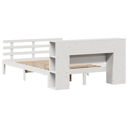 vidaXL Bookcase Bed without Mattress White 135x190 cm Double Solid Wood Pine 6