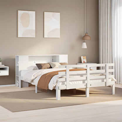 vidaXL Bookcase Bed without Mattress White 135x190 cm Double Solid Wood Pine 1