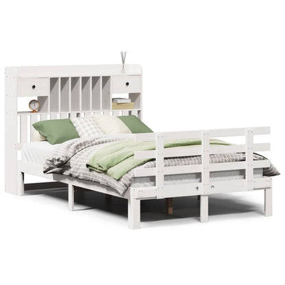 vidaXL Bookcase Bed without Mattress White 135x190 cm Double Solid Wood Pine 2