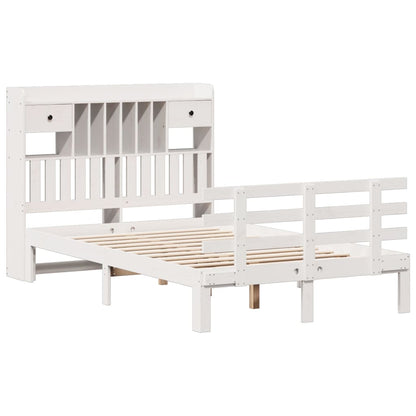 vidaXL Bookcase Bed without Mattress White 135x190 cm Double Solid Wood Pine 3
