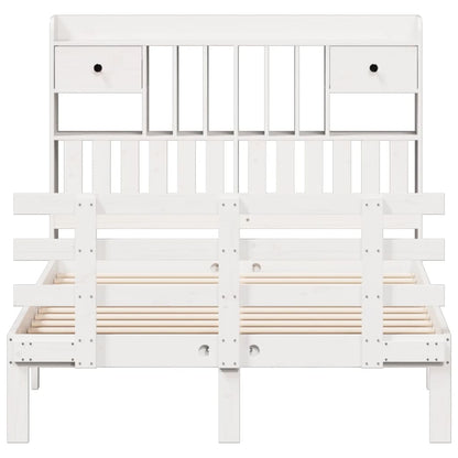 vidaXL Bookcase Bed without Mattress White 135x190 cm Double Solid Wood Pine 4