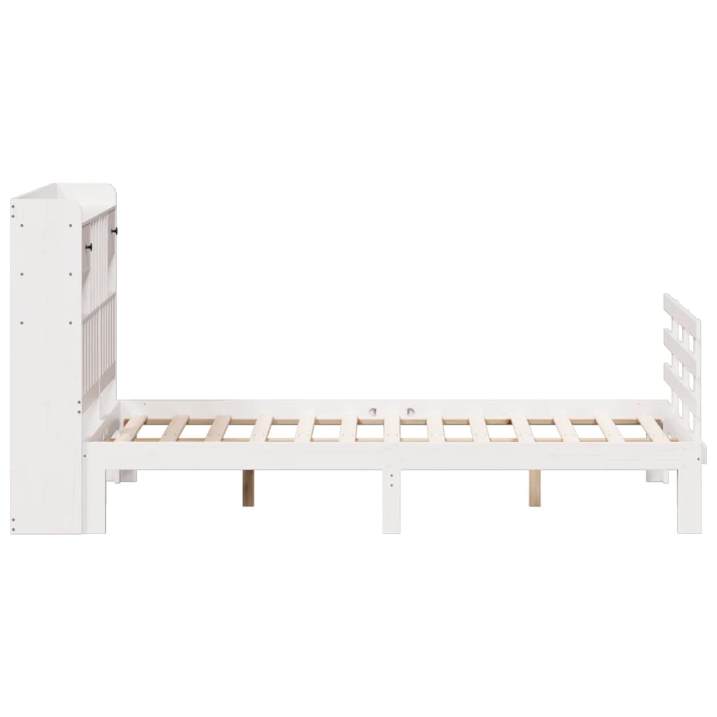 vidaXL Bookcase Bed without Mattress White 135x190 cm Double Solid Wood Pine 5