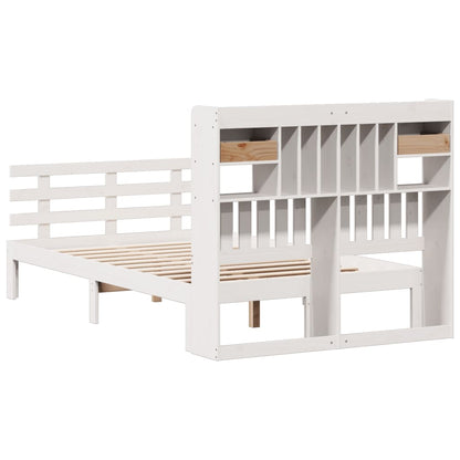 vidaXL Bookcase Bed without Mattress White 135x190 cm Double Solid Wood Pine 6