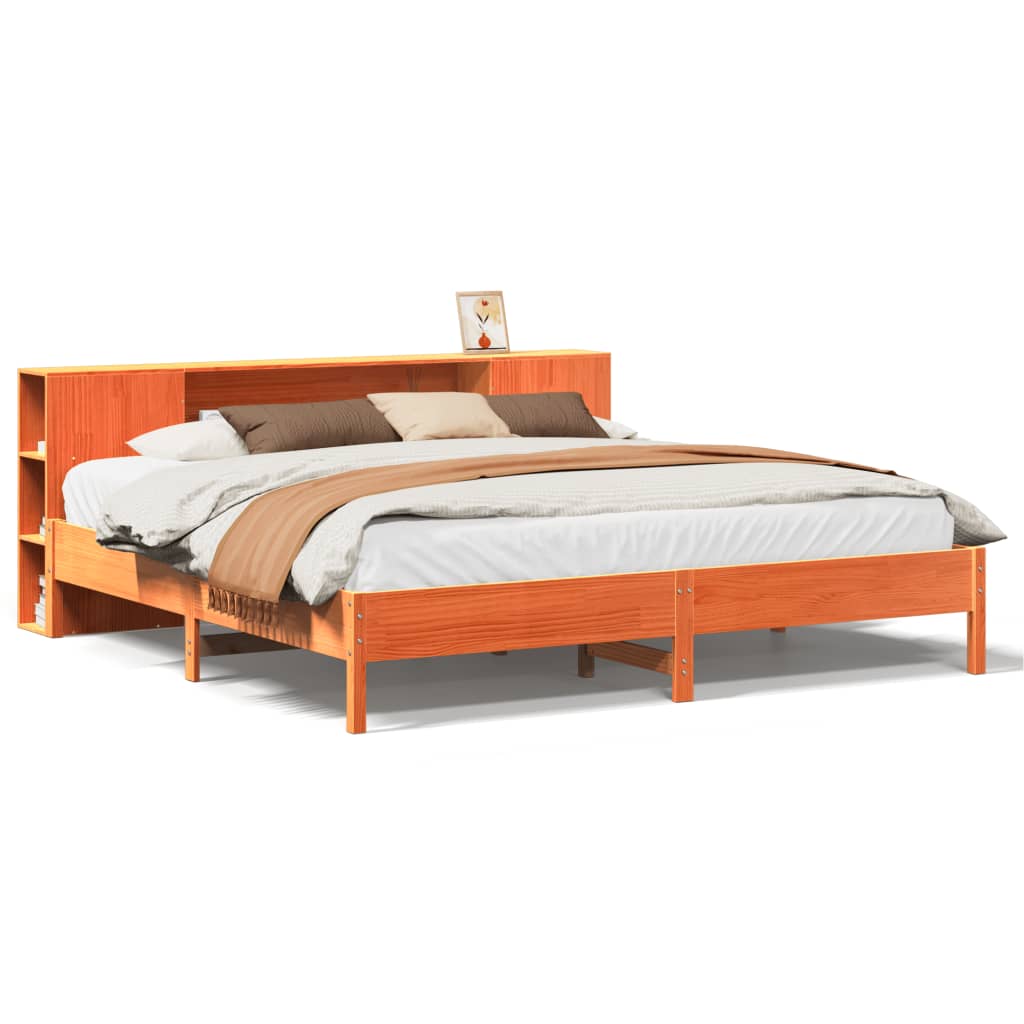 vidaXL Bookcase Bed without Mattress Wax Brown 200x200 cm 2