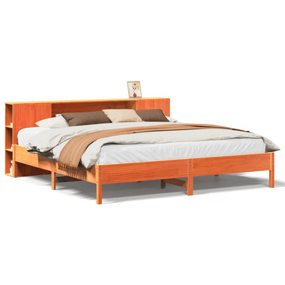 vidaXL Bookcase Bed without Mattress Wax Brown 200x200 cm 2