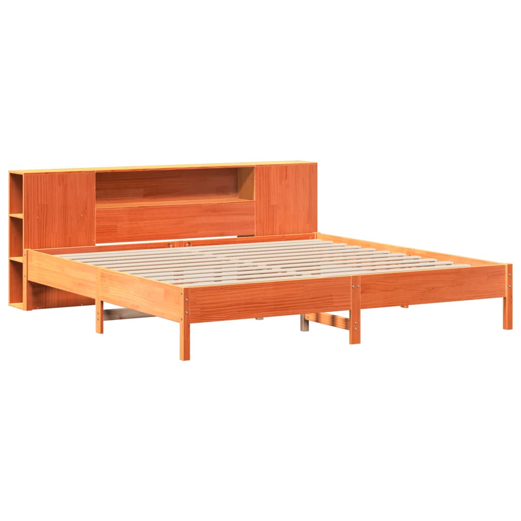 vidaXL Bookcase Bed without Mattress Wax Brown 200x200 cm 3
