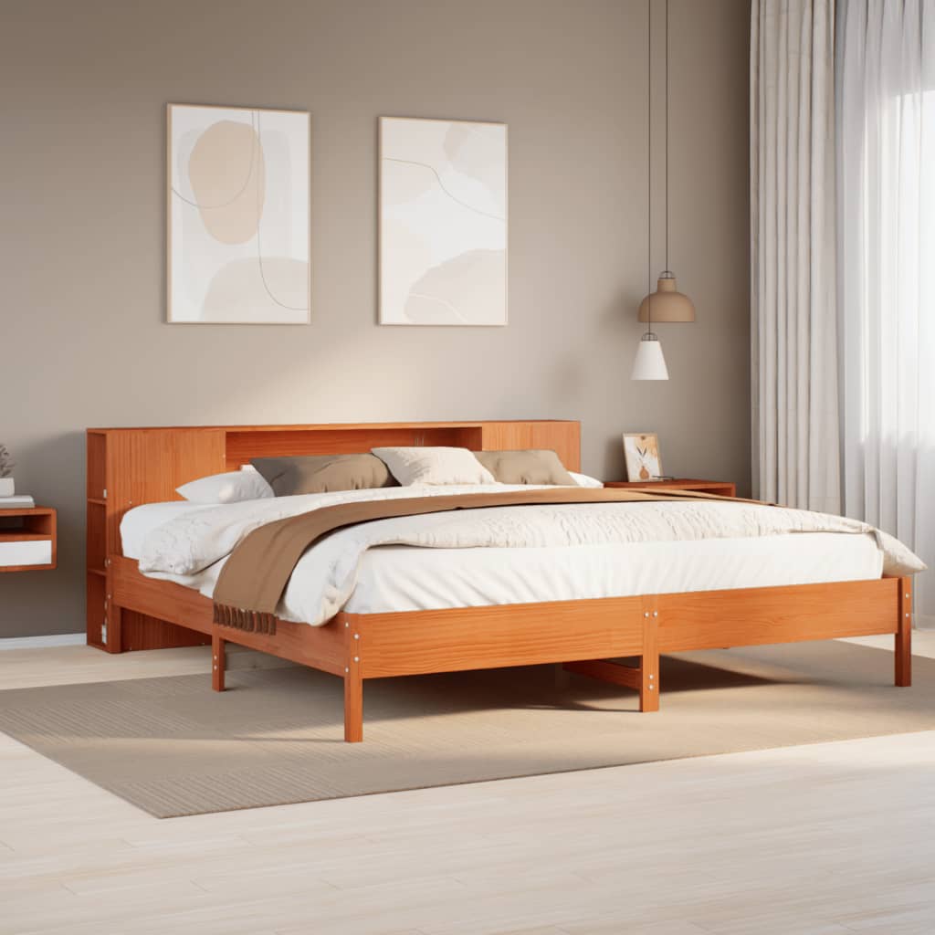 vidaXL Bookcase Bed without Mattress Wax Brown 200x200 cm 1