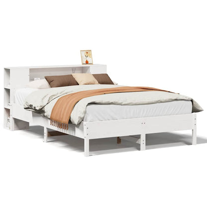 vidaXL Bookcase Bed without Mattress White 160x200 cm Solid Wood Pine 2