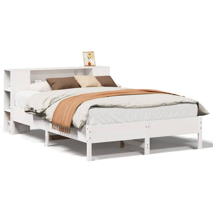 vidaXL Bookcase Bed without Mattress White 150x200 cm King Solid Wood Pine 2